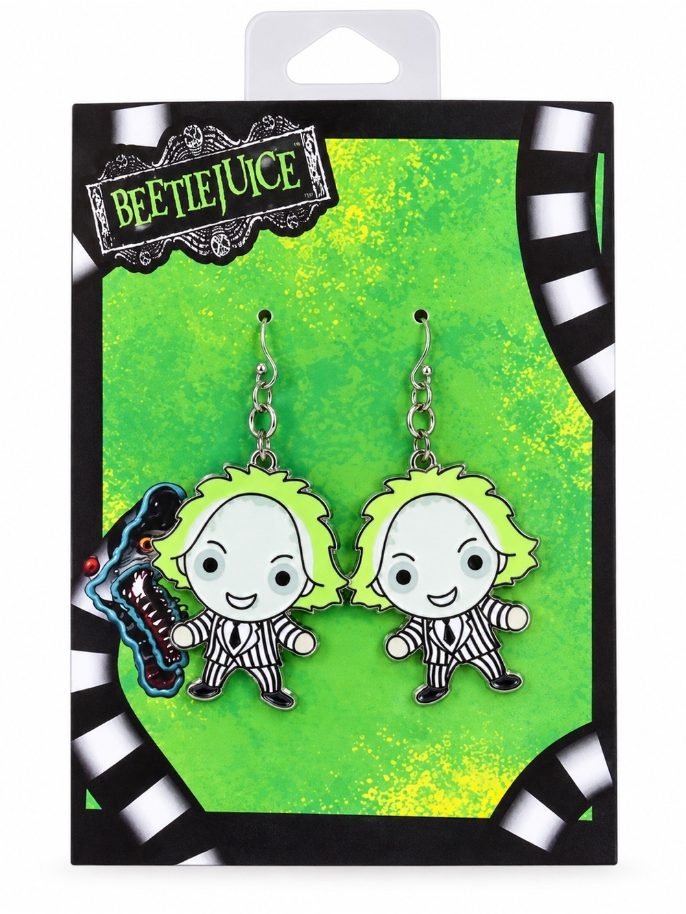 Beetlejuice Character Dangle Earrings Halloween Jewellery Costume Accessory